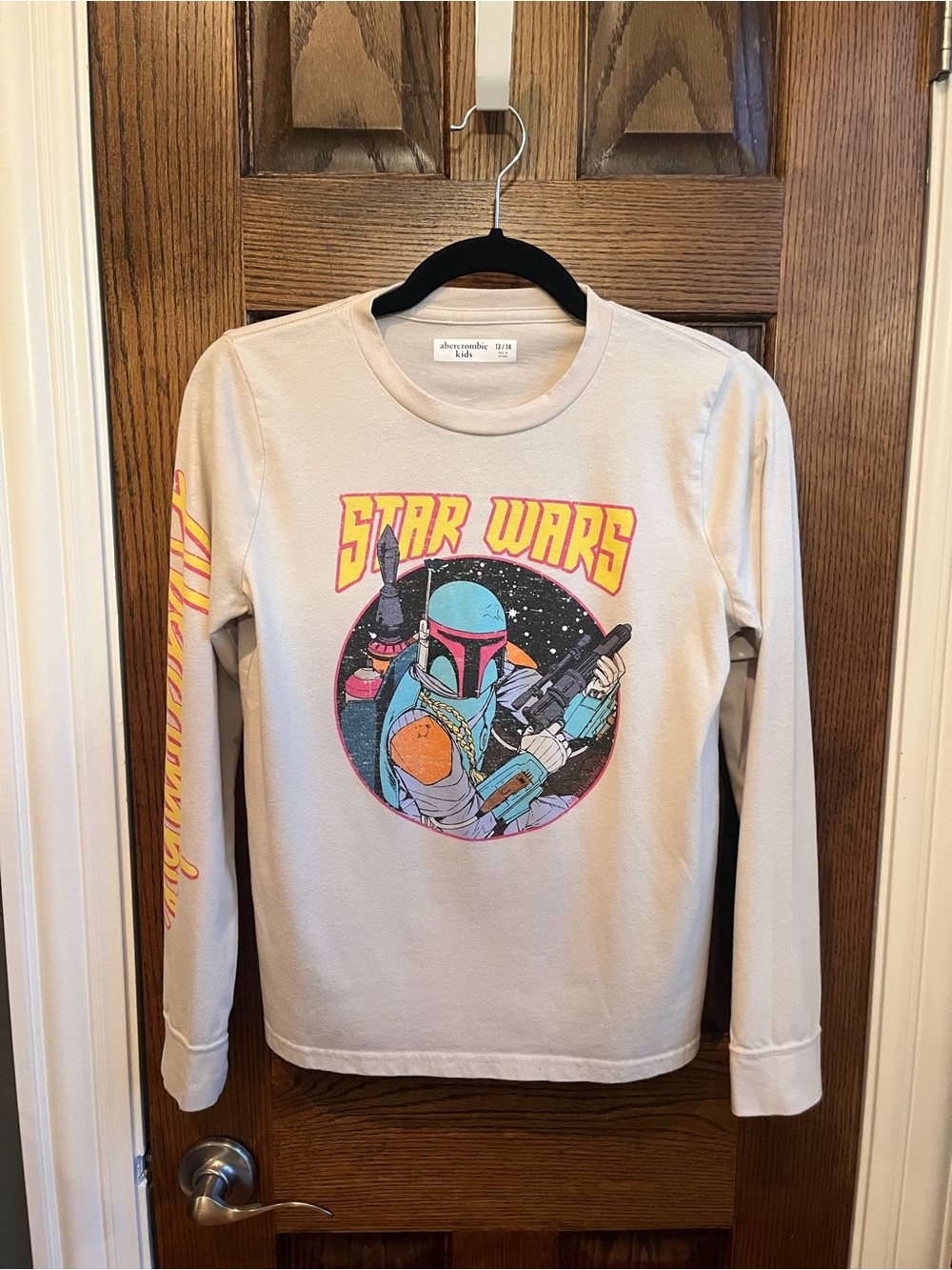 abercrombie kids Cream Star Wars Boba Fett Graphic Long Sleeve Tee